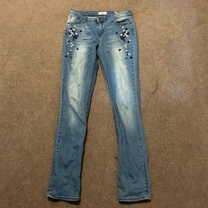 Black Daisy Straight Legged Jeans
